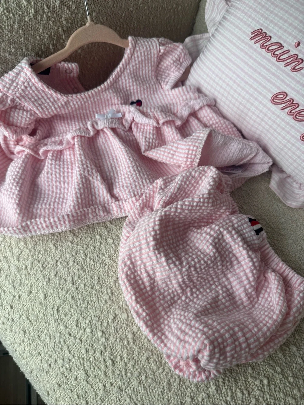 Tommy Hilfiger Pink Seersucker Diaper Cover Set